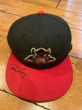 New Britain Rock Cats RENE TOSONI SIGNED AUTO GAME USED HAT 