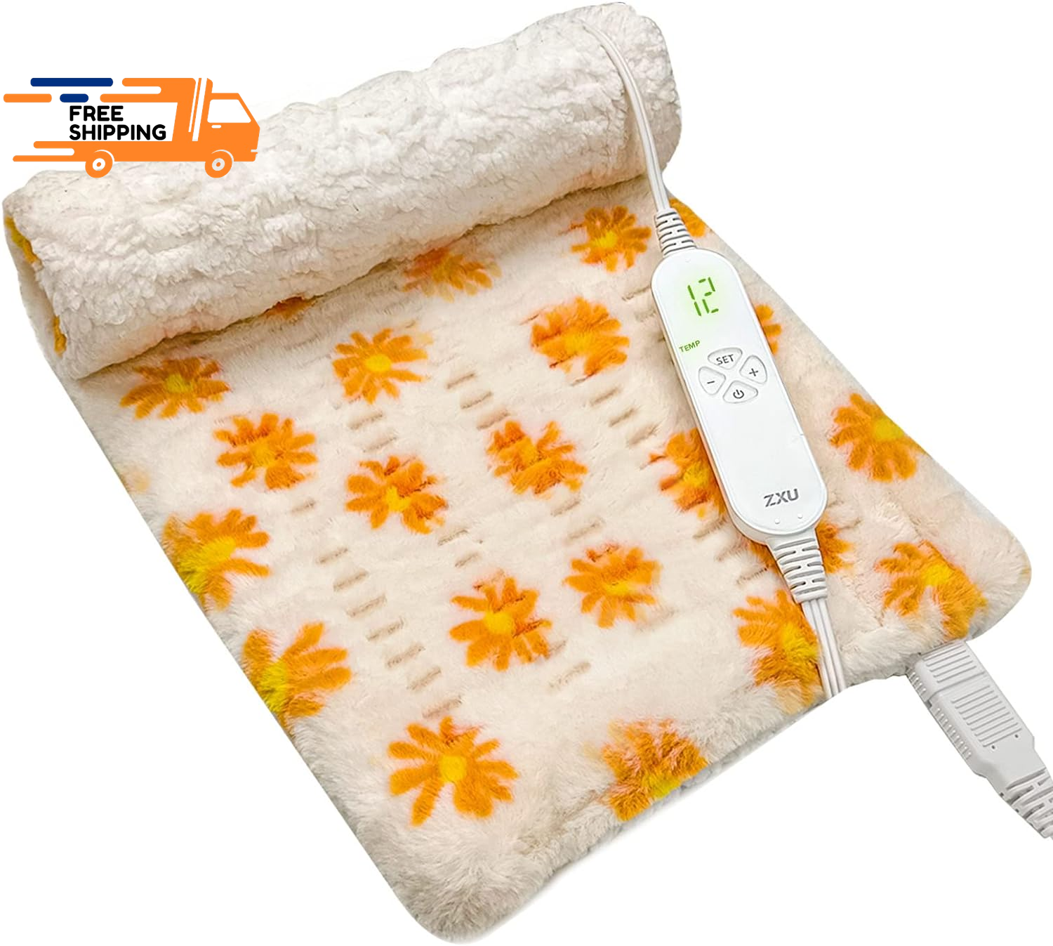 ZXU Heating Pad for Back Pain Relief Ultra Soft Sherpa Heating Pad, XL