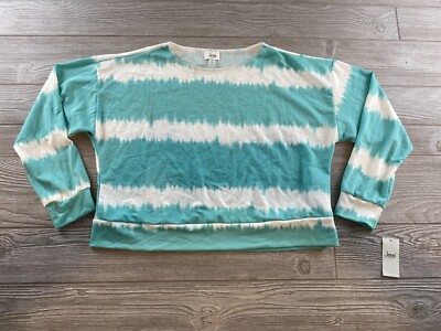 Jenni Intimates Women Medium Long Sleeve Cropped Blue/White Tie Dye MSRP $69.50