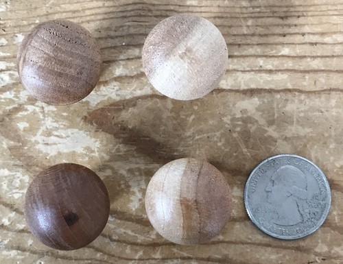 Set Lot 4 Finished Natural Solid Cherry Wood Drawer Cabinet Pulls Knobs 1" - Picture 2 of 5