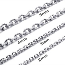 2mm-5mm 10"-100" Silver Stainless Steel Cross Chain Link Necklace HN5 US Seller