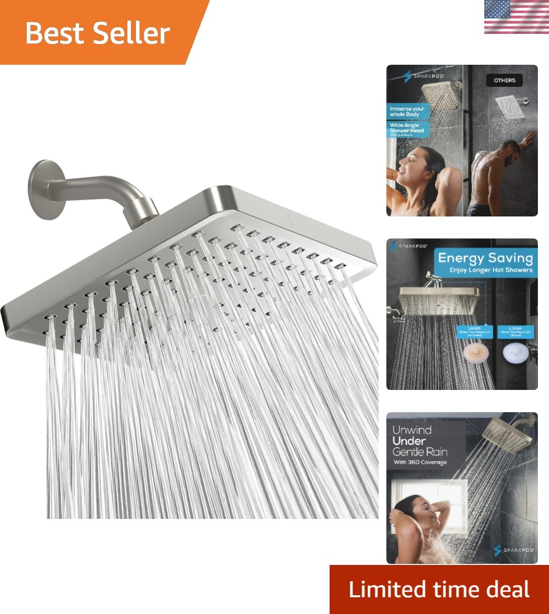 Shower Head - High Pressure Rain - Premium Quality Luxury Design - 1-Min Inst...