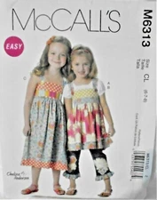 McCall's M6313 Girl's Top/Dress/Belt Pattern-Sizes 6-7-8~New/FF~Released 2011