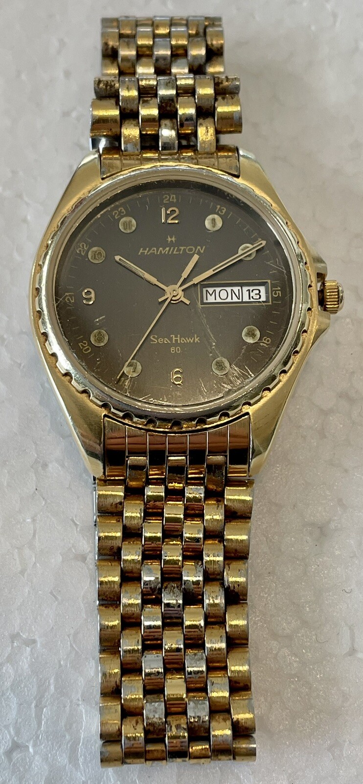 Vintage Men’s Hamilton Sea Hawk 60 Quartz Watch Day/Date Rare! Nice! New Battery