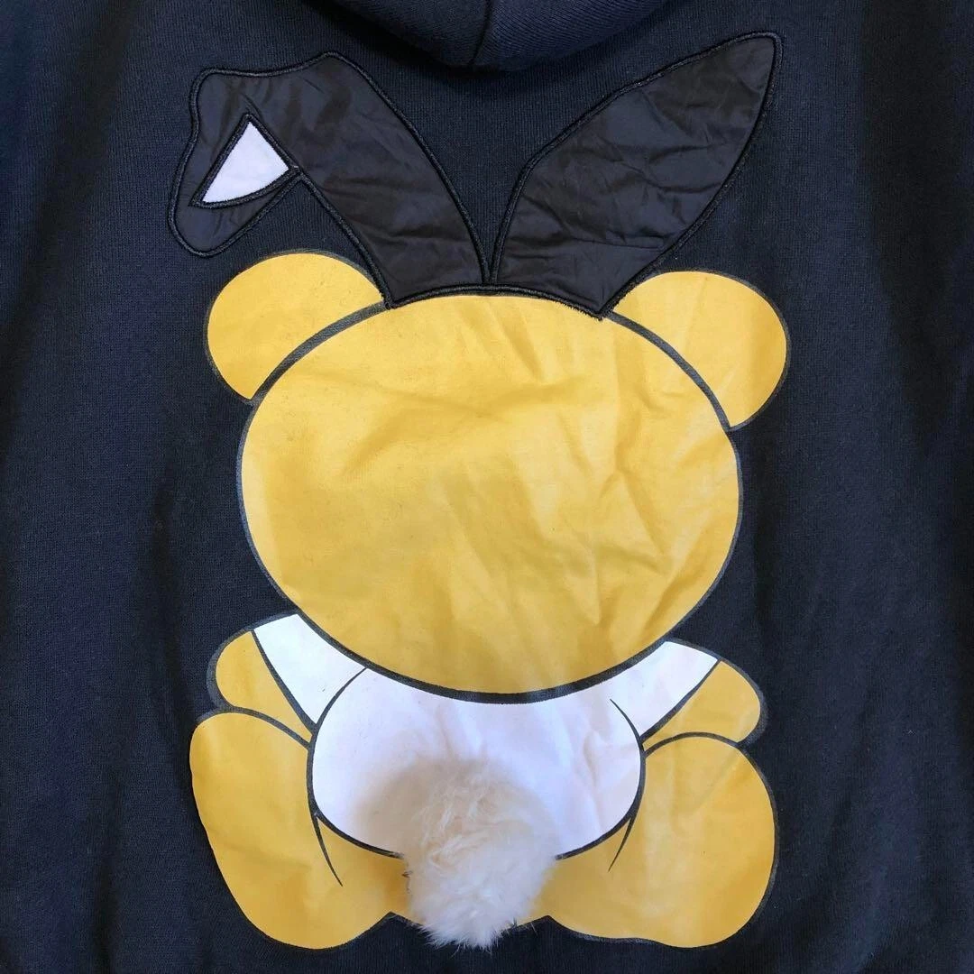 MOSCHINO Couture! x PLAY BOY Felpa con Cappuccio Orsetto Coniglietto 100% Cotone Nero L