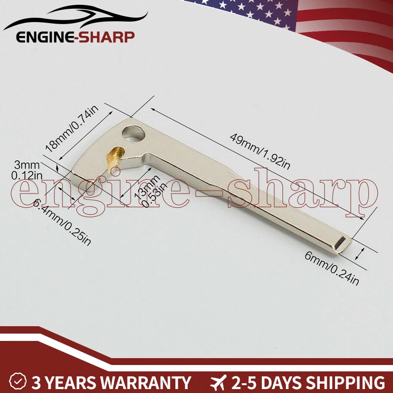 2 Smart Remote Emergency Key Uncut Blade Blank Replacement fit Mercedes Benz Foto 4 de 4