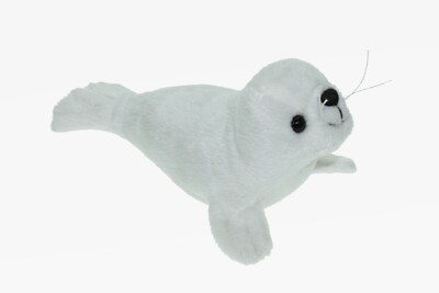 Cute water seal plush lying down length 17 cm white