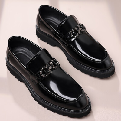 British Style Mens Slip on Loafers Patent Leather Evening  display picture 2