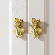 Goldfish Brass Wardrobe Door Handle Knob Pull Handle Kitchen Cabinet Handle