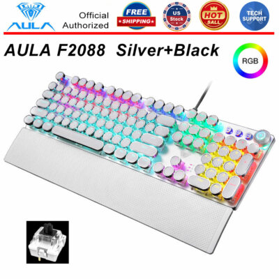 AUAL Square punk F2088 Mechanical K-eyboard 108 K-eys Black Switch RGB USB Wired