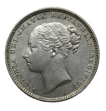 1883 Great Britain Shilling Victoria Young Head Silver Coin gEF KM734 Lot [66]