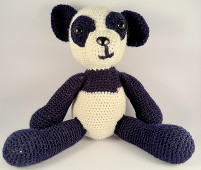 Crochet - Navy Blue & White Panda - Stuffed Animal - 9'' - Handmade