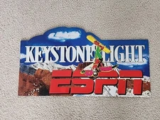 Vintage Keystone Light ESPN Metal Sign Wall Decor 90s Snowboard X Games Embossed