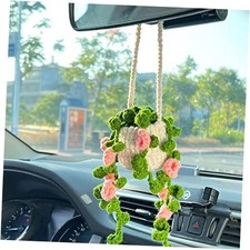 Crochet Hanging Plant for Car Mirror, Cute Accessories, Knitted Boho Hanger G