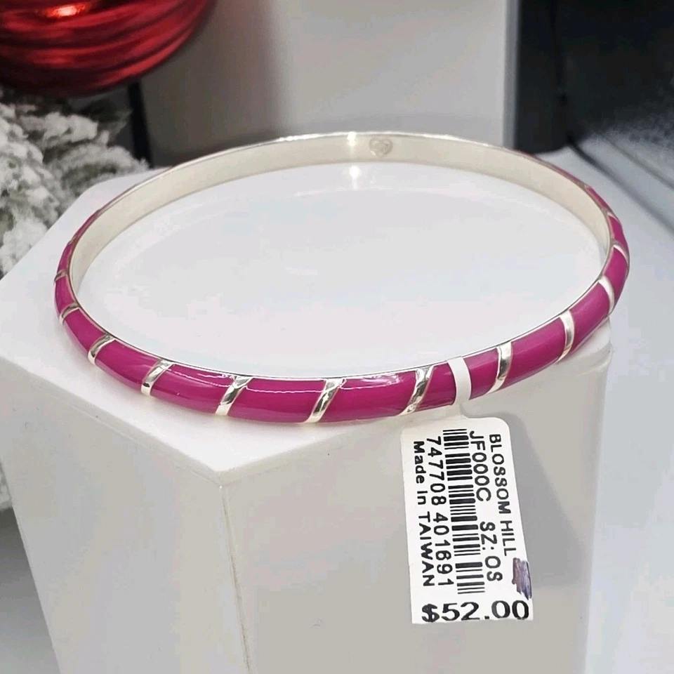 Brazalete Brighton Blossom Hill Esmalte Rosa 7.75" Tono Plateado Nuevo con Etiquetas Foto 3 de 4