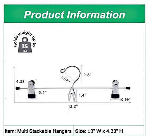 Amber Home 12 Pack Heavy Duty Add on Metal Pants Skirt Hangers, Stackable Add-on - Picture 5 of 6