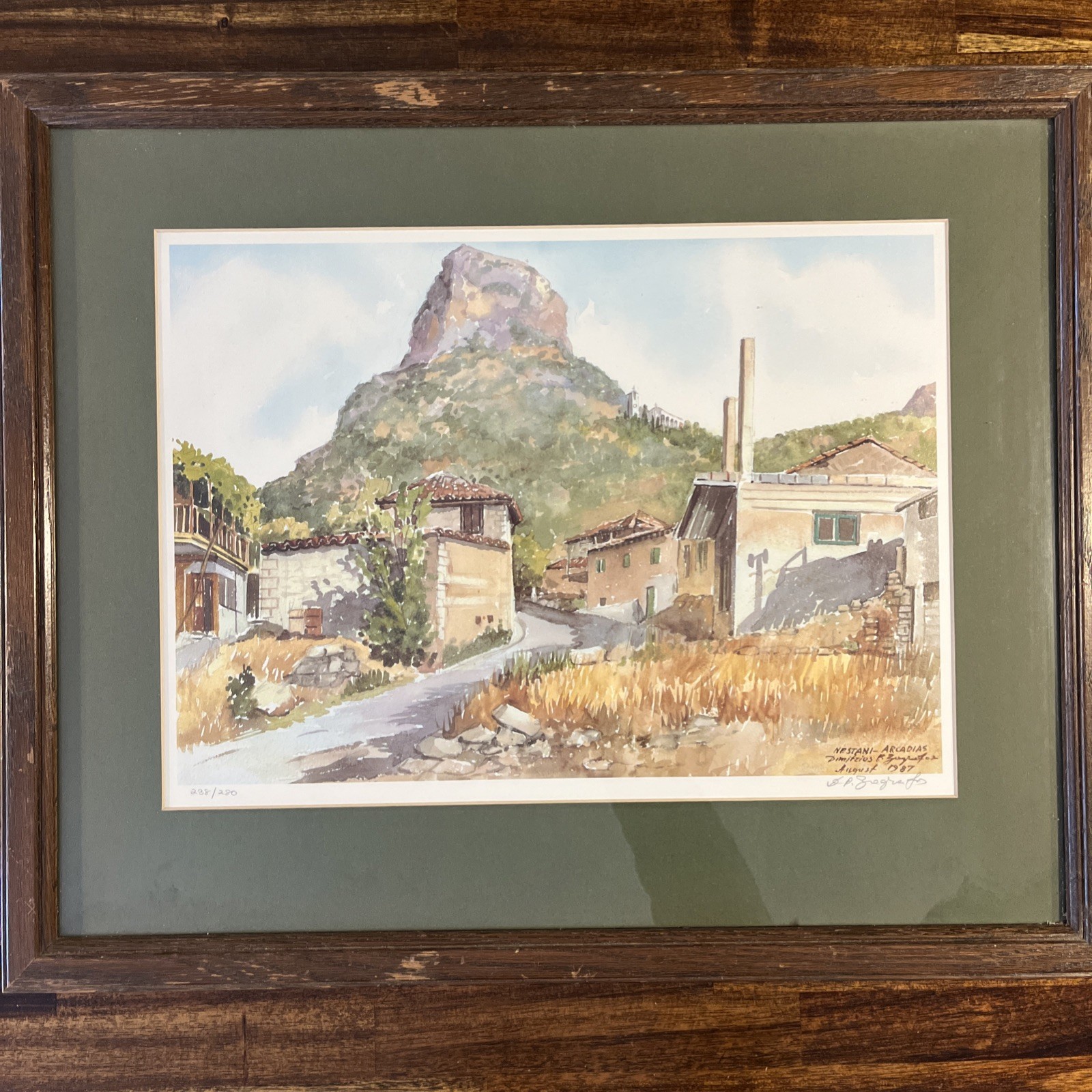 Dimitrios Zografos Watercolor Art Nestani Arcadias Dated 1987 238/280