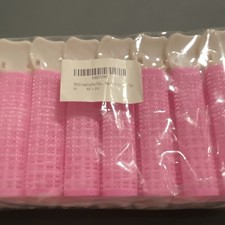 Pink Mesh Hair Rollers with White Clips Plastic Volumizing Set
