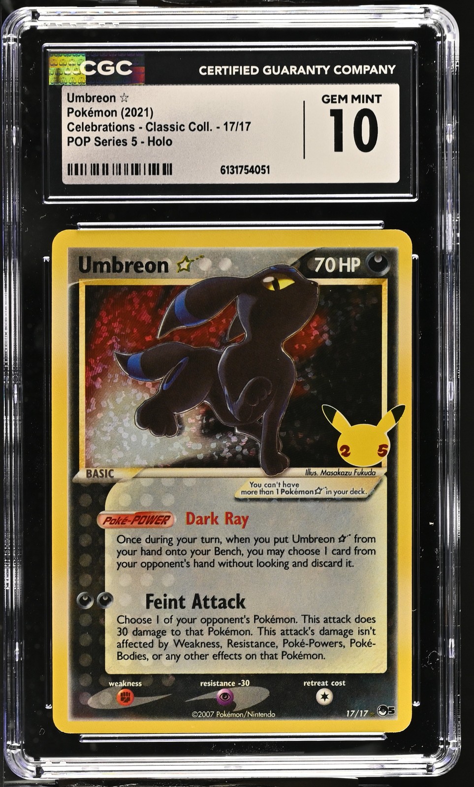 Umbreon 17/17 Pop Series 5 Holo Pokemon CGC 10 Gem Mint *051