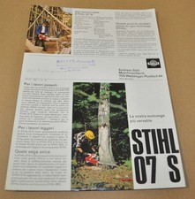 Motosierra Stihl 07 S 1967 folleto folleto IT