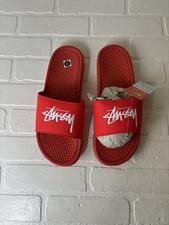 Nike Benassi Stussy Slide Shoes Mens Size 11 Red Sandals Comfort Pool Casual