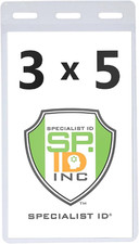 10 Pack - Clear Vertical 3X5 Vinyl Oversized ID Badge or Ticket Holder - 3 X ...