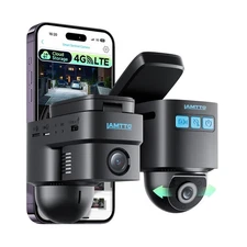 LAMTTO 4G LTE Cellular Dash Cam Front Inside Remote Live-View & Location Even...