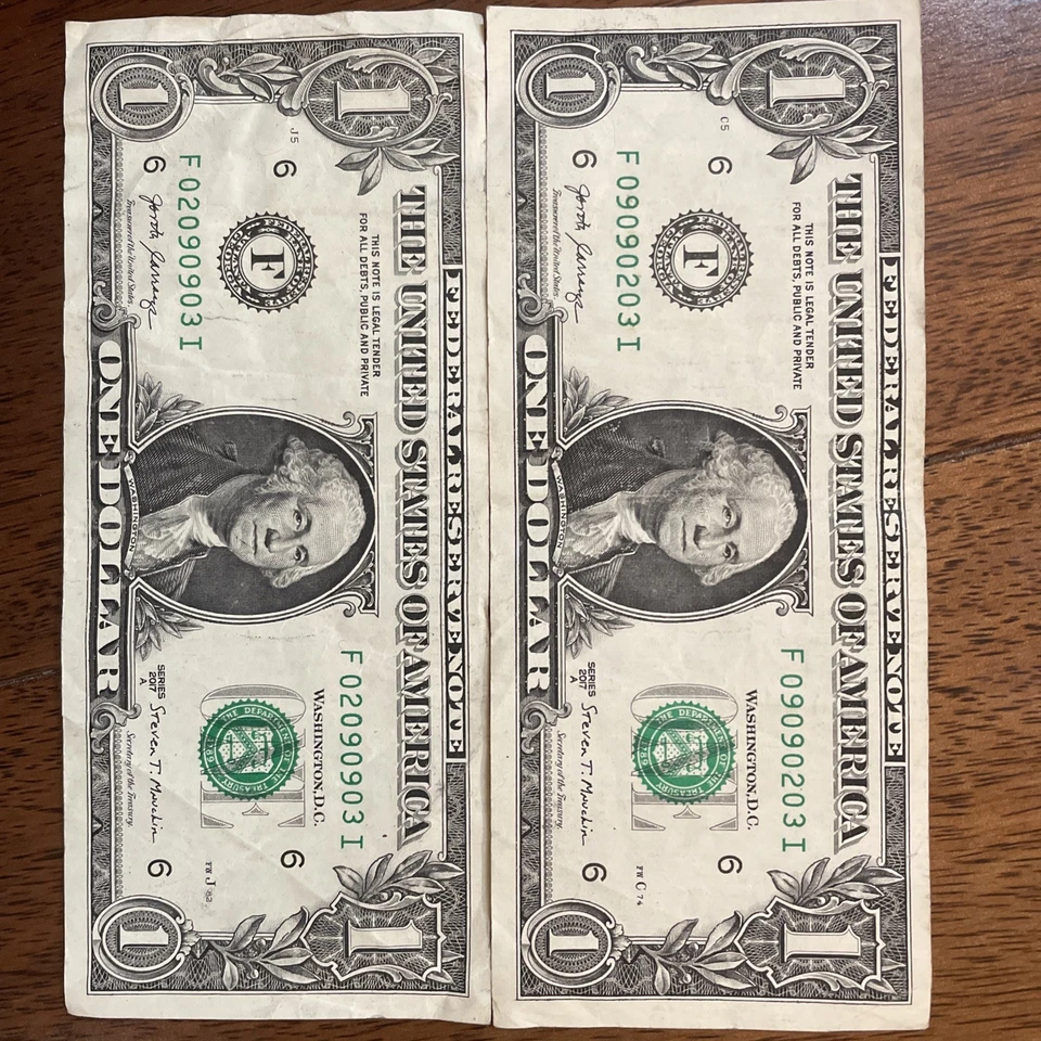 Fancy Serials Numbers “ALTERNATIVE” $1 2017A F(09090203)I-F(02090903)I - Image 3 of 4