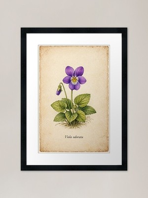 Viola Odorata Vintage Botanical Pri gerahmtes Wandbild Poster Leinwanddruck Bild