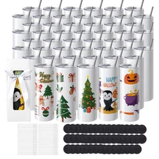 VEVOR 50Pack Straight Sublimation Tumblers Bulk Blank 20oz Stainless Steel White