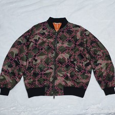 Valentino Army Camo Bomber Jacket with Pink Logo Letters | 46 & 54 | MSRP $2450