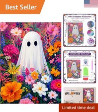 Elegant Ghost Diamond Art for Adults - Halloween Themed 12x16 Inch Kit