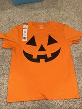New Halloween Youth Crewneck T-Shirt Size Small Pumpkin Face
