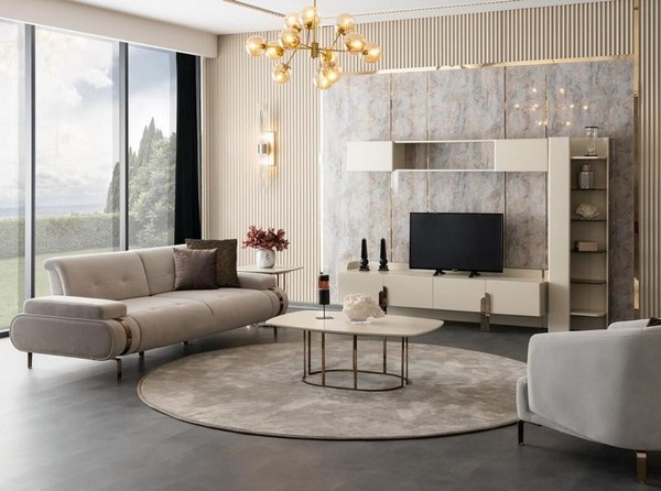 Wohnzimmer Sofa 3 Sitzer Couchtisch Sideboard Wandschrank BüCherregal-image