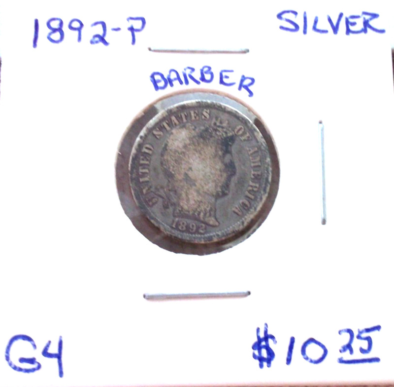 1892 PHILADELPHIA BARBER SILVER DIME IN GOOD CONDITION.