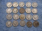 20 SILVER MERCURY DIMES TEENS & TWENTIES WITH  FULL OR PARTIAL DATES lot 34A