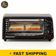 Elite Gourmet Toaster Oven Compact 2 Slice Adjustable Timer Black