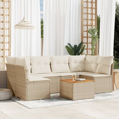 Gartenmöbel Sofa Garnitur Lounge Sitzgruppe Gartenset 7-tlg. Poly Rattan vidaXL