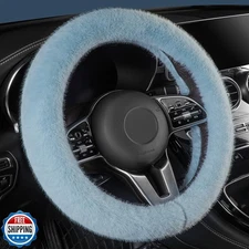 LACDL Fuzzy Winter Steering Wheel Covers for Women, Warm Cute Fluffy Car Whee