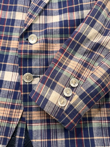 Gant Madras Preppy Multicolor Blazer Coat Boy's Size 8 10 India Vtg Hand Woven - Picture 8 of 14