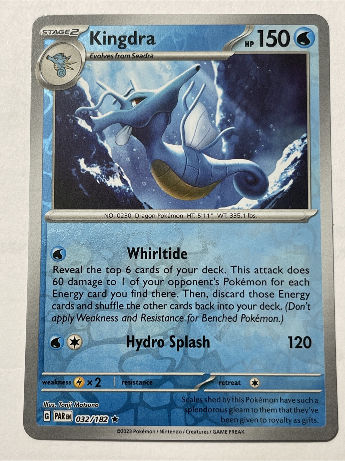 Kingdra 32/182 Reverse Holo NM Scarlet & Violet (Paradox Rift) Pokemon Card