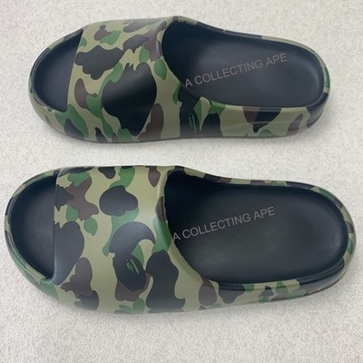 BAPE A Bathing Ape 1st Camo Slide Sandals Green Men's US Size 10