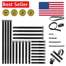 Durable Nylon Cable Straps - 24 Pack Adjustable Hook Loop Ties for Organization