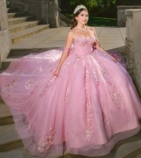 Pink Quinceanera Dresses Shiny Lace Appliques Beaded Prom Ball Gowns Sweet 15 16