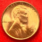 1948-S Lincoln Wheat Cent Penny GEM RED BU From an Original Bank Roll