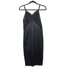 Sweetheart Y2K Goth Fitted Sheer Side Panel Lace Trim Grunge Black Slip Dress 32