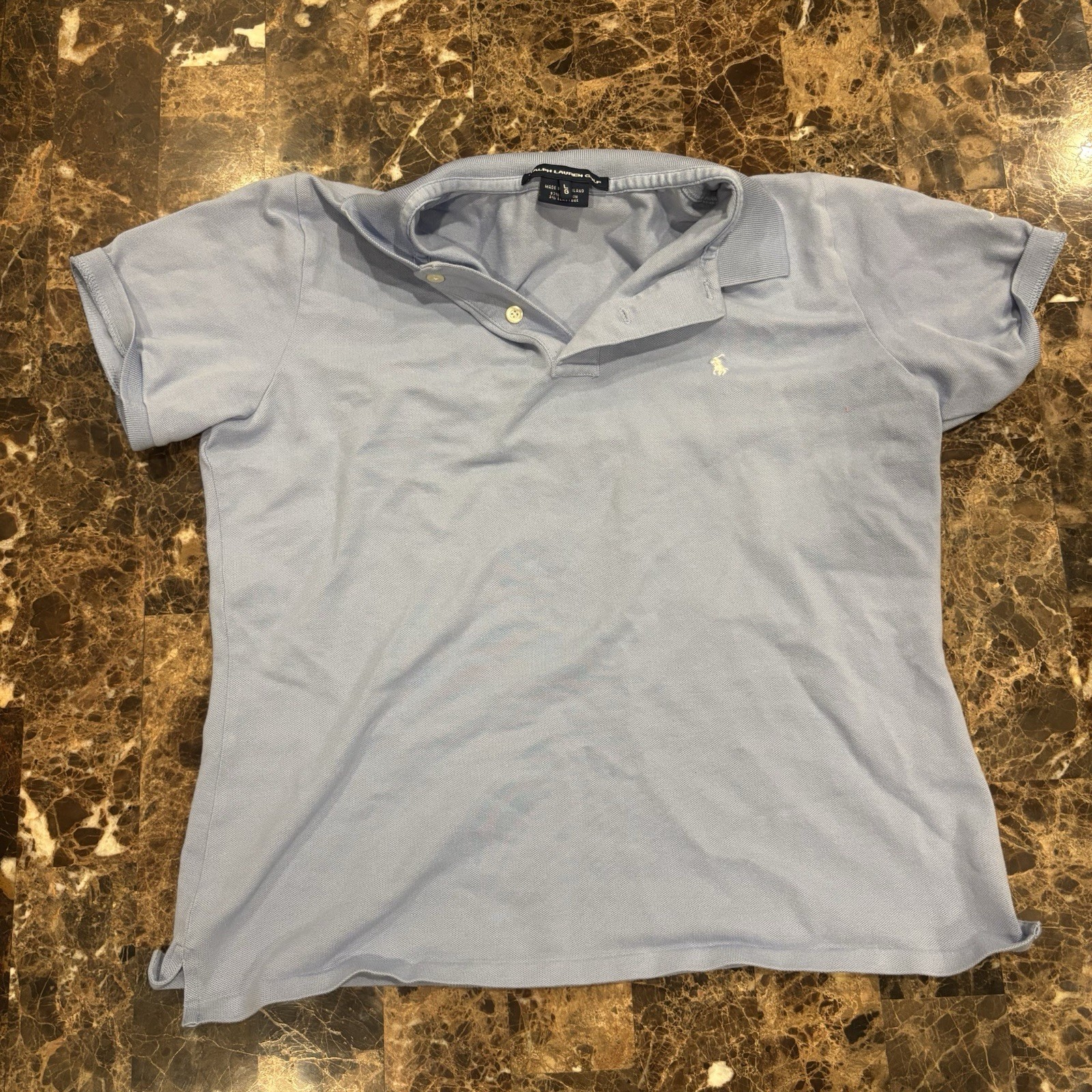 Ralph Lauren Golf Women's Light Blue Piqué Polo Shirt L Embroidered Logo thumbnail 2