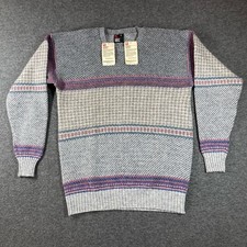 NWT Vintage Robert Bruce Wool Sweater Mens XL Multi-Color Crewneck Retro