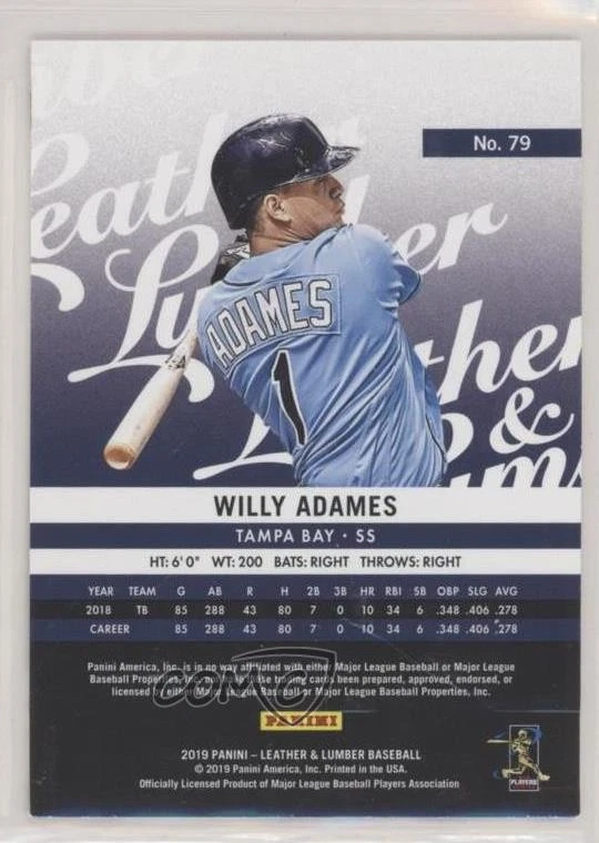 2019 Panini Leather & Lumber Bats Willy Adames #79 - Image 2 of 2