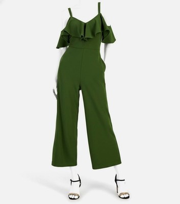 Rachel Roy Women's Green Roma Ruffled Off-The-Shoulder Jumpsuit Size XXL